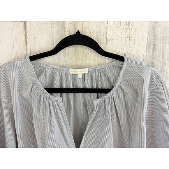 Ann Mashburn Meryl Shirt Sz L Blue Stripe Blouse - Picture 6 of 14